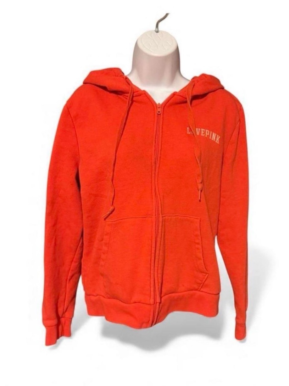 PINK Victoria's Secret Orange Zip-Up Hoodie Women’s Size L